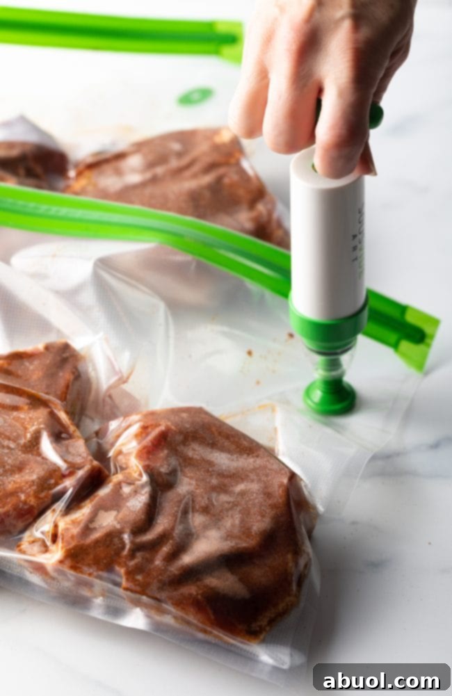 remove air from sous vide bag