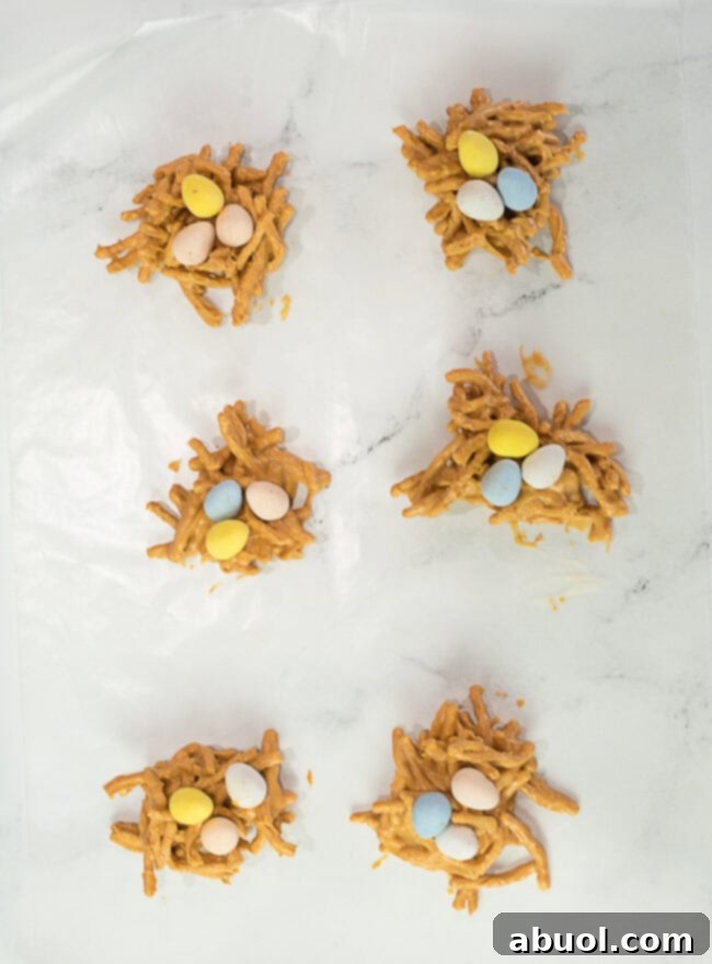 Birds Nest Cookies overhead on wax paper