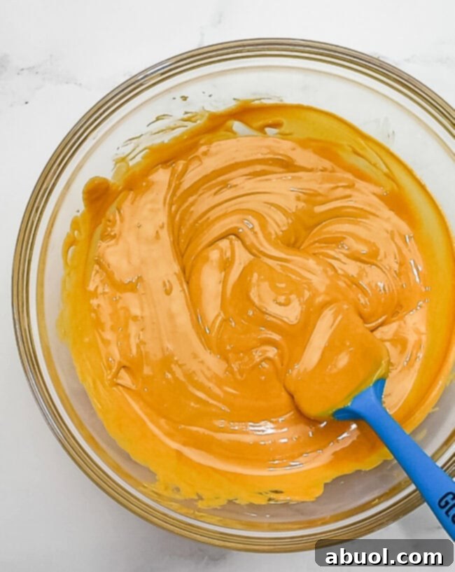 melted baking chips in bowl