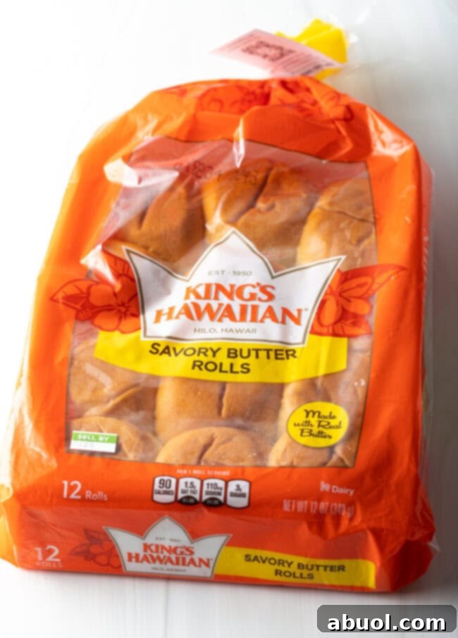 Package of King's Hawaiian rolls.
