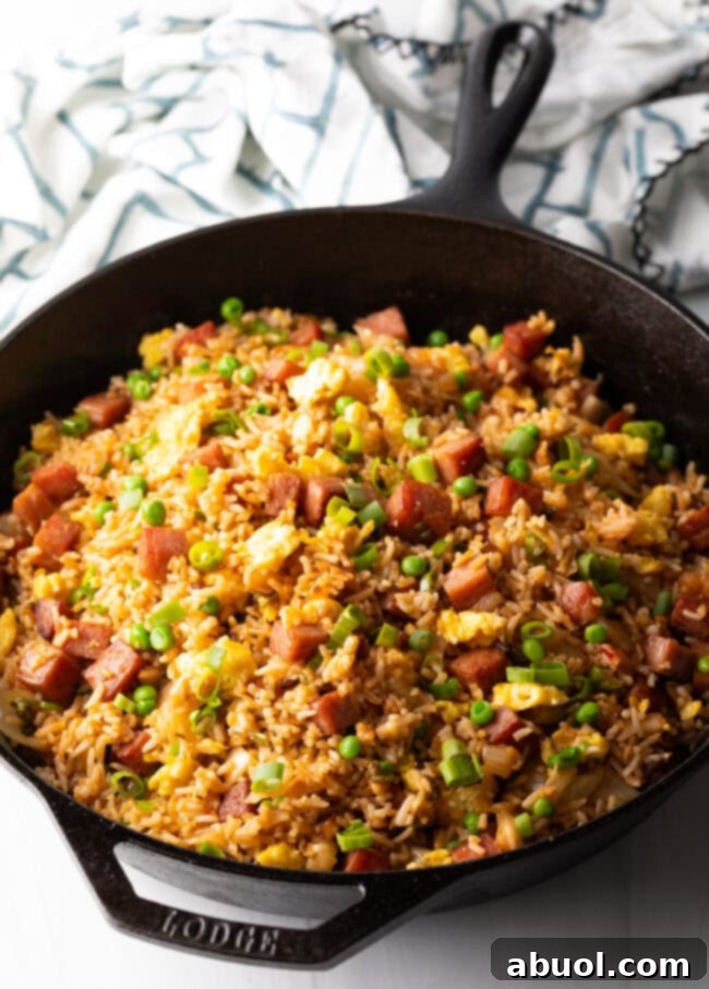 Finished Hawaiian fried rice dish.