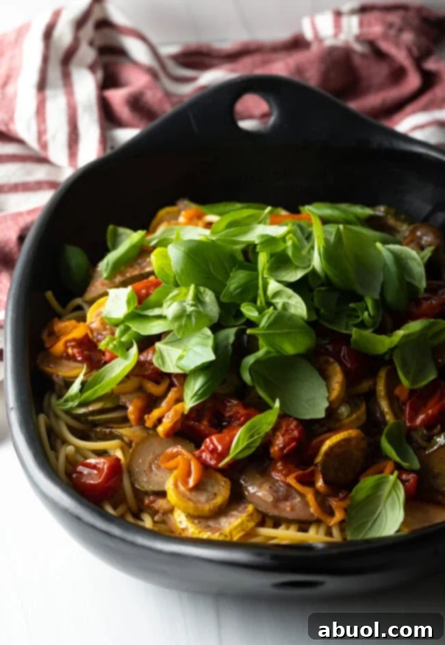 Basil on top of the burrata pasta.