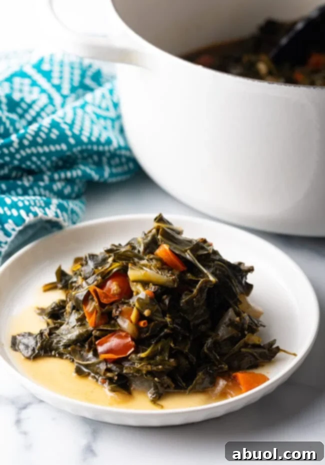 Plate with helping of Jamaican greens.