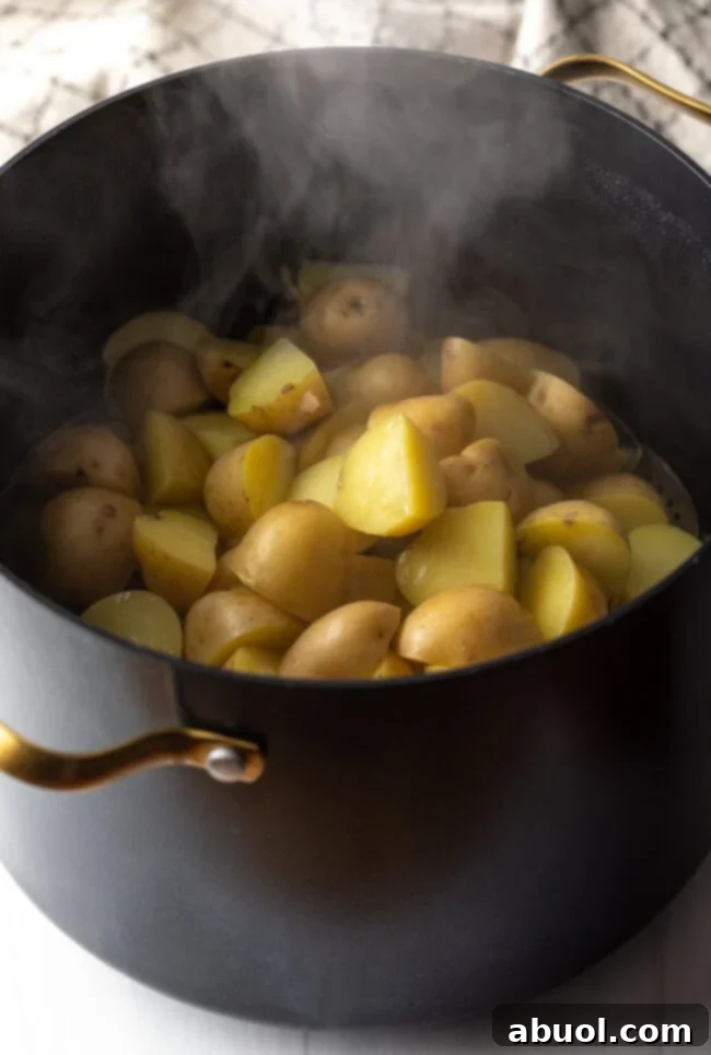 Baby potatoes finished steaming.
