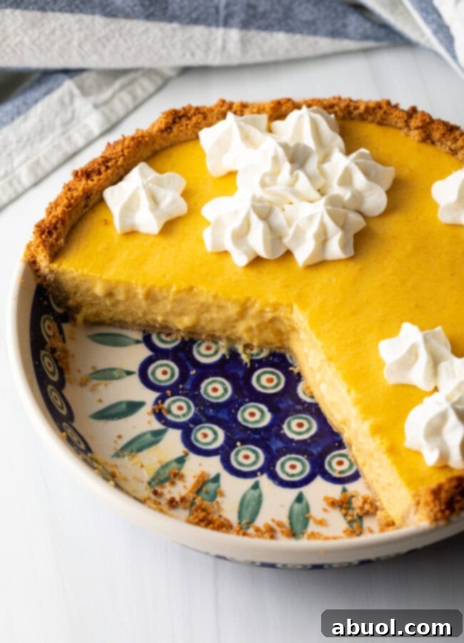 Mango pie with one-third removed.