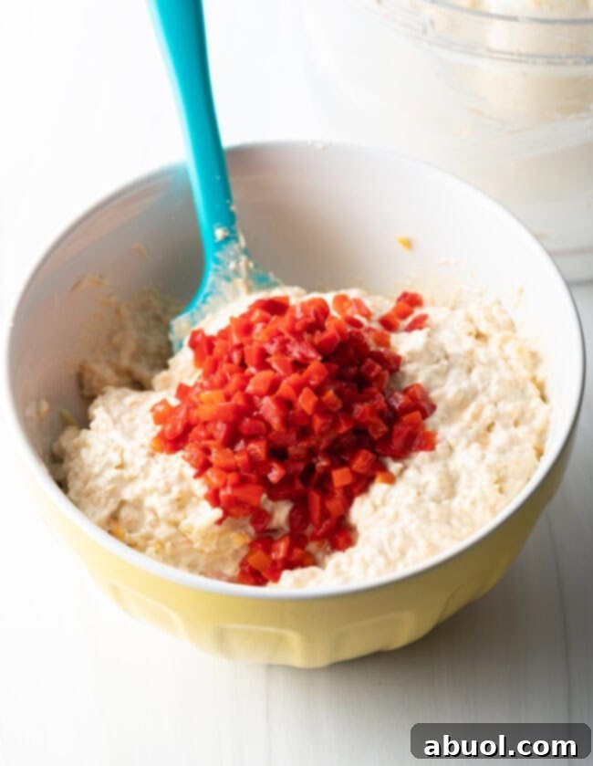mix in the diced pimentos