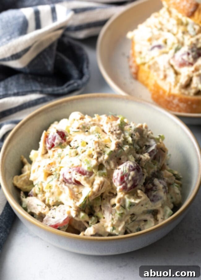 Bowl of prepare salad. Recipe made with leftover turkey.
