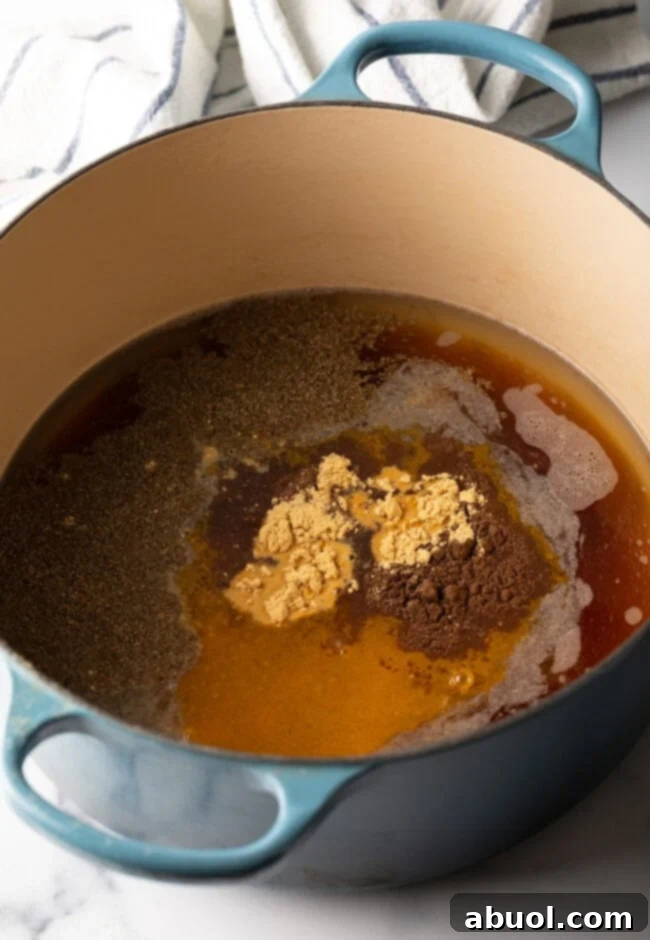 Sugar added to the cooking pot.