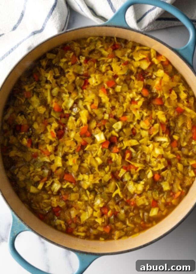 Cooked chow chow recipe in a large pot.