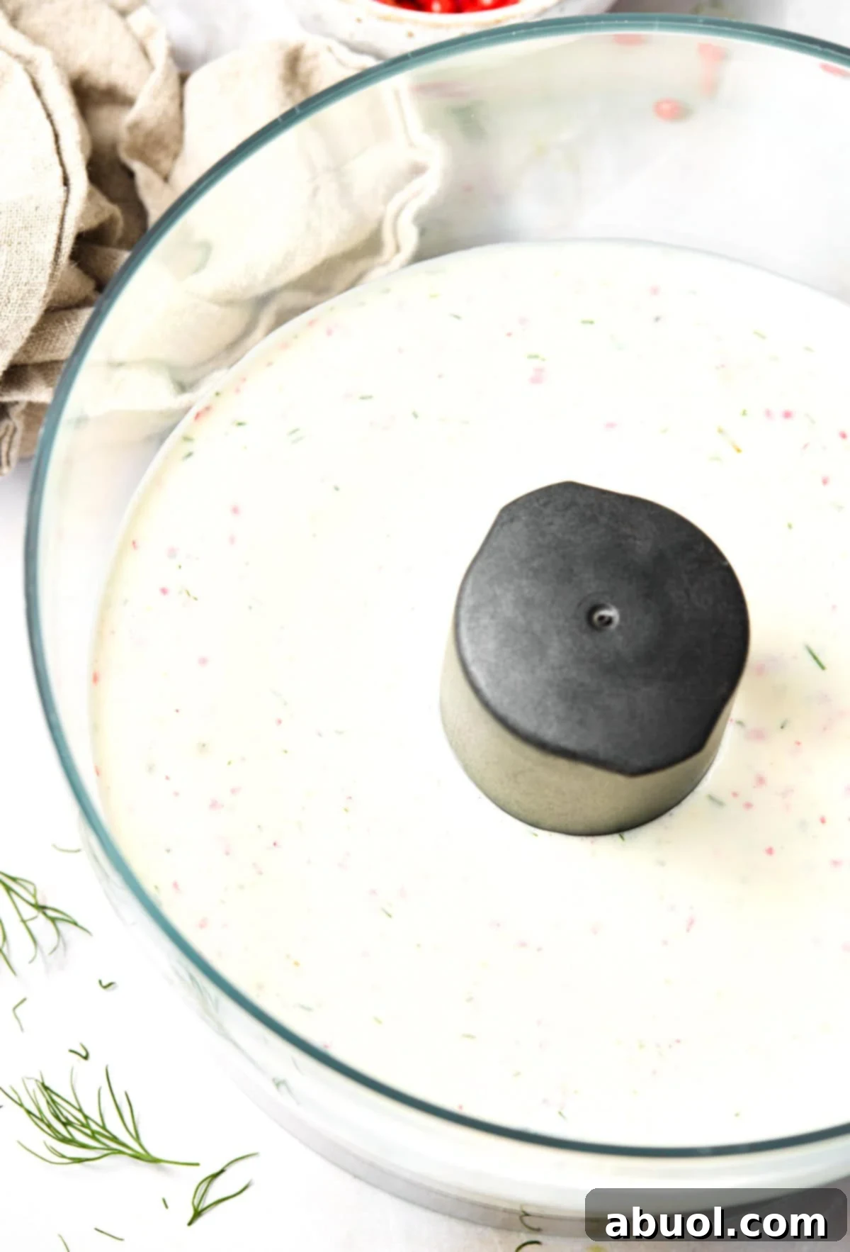 creamy pink peppercorn sauce in food processor
