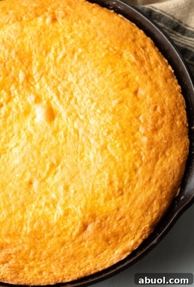 A freshly baked Pecan Upside Down Cake, still in its cast iron skillet, showing a perfectly puffed and golden-brown top.