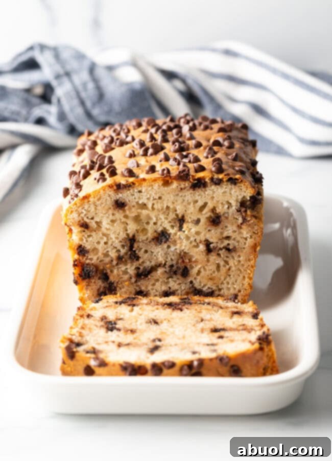 Easy 3-Ingredient Ice Cream Bread 11 Front shot of ice cream bread loaf in slices.