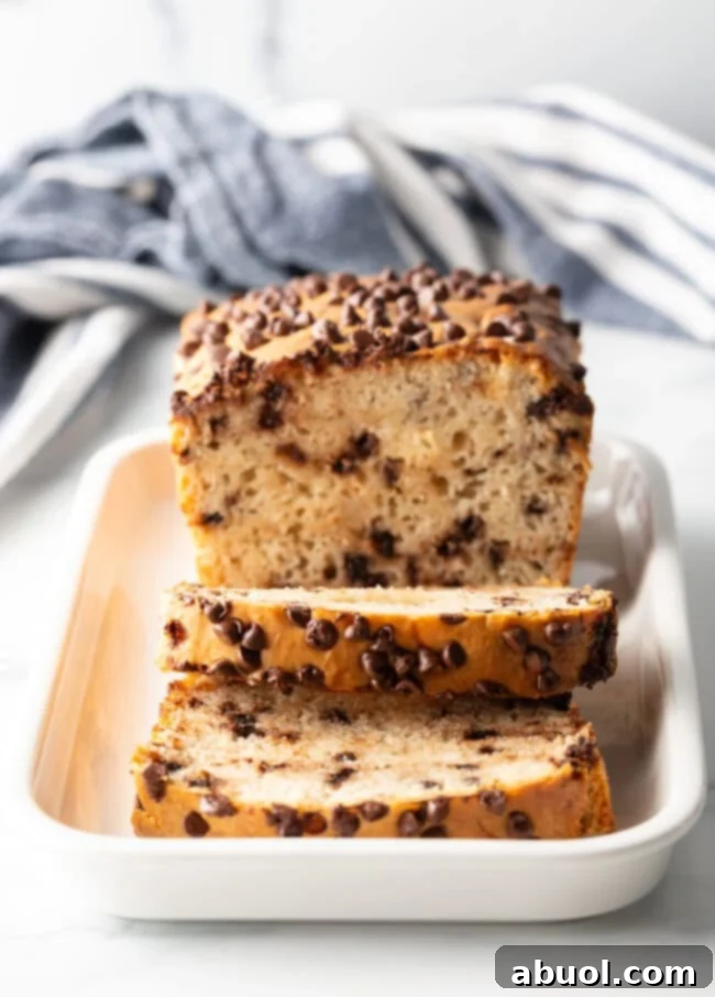 Easy 3-Ingredient Ice Cream Bread 4 Front shot of ice cream bread loaf in slices.