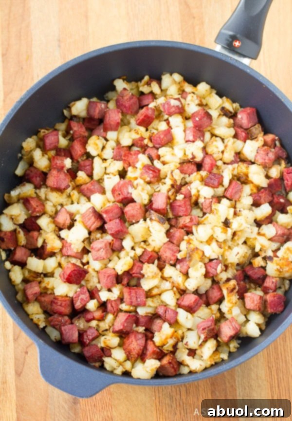 Step-by-step process of making homemade Corned Beef Hash