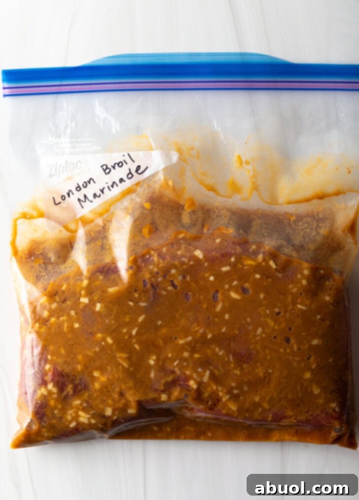 Plastic ziploc with seasoned brown marinade.