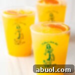 Three Sunny D Vodka Seltzer drinks, each in a glass cup with slice of orange on top.
