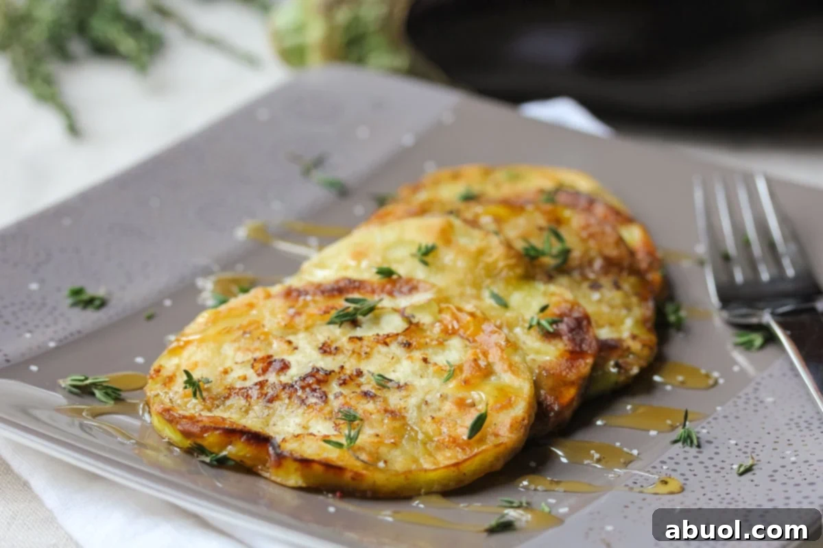 Eggplant and honey drizzle, showing how the golden-brown slices are finished with a sweet touch.