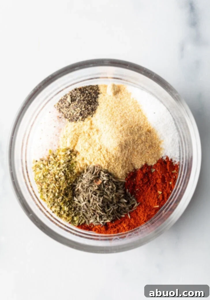 All of the blackening seasoning in a glass dish.