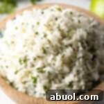 Bowl of chipotle rice with cilantro.