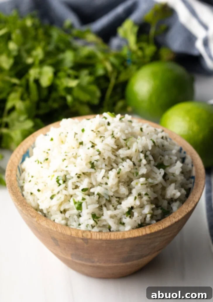 Bowl of chipotle lime rice.