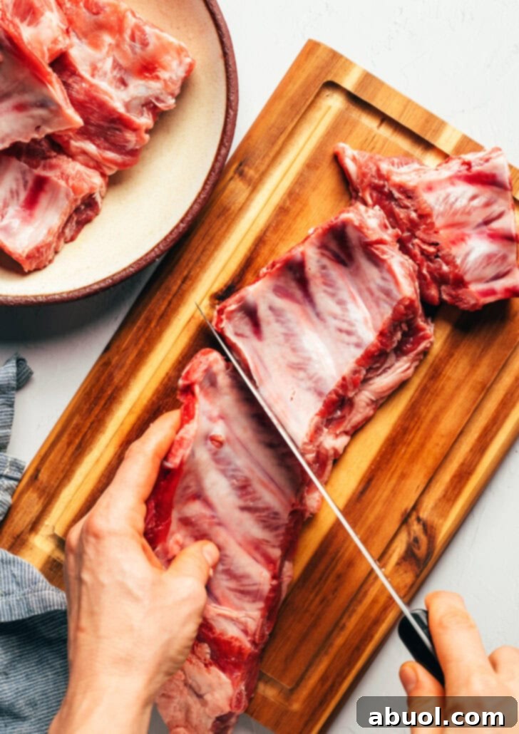 Baby Back Ribs Recipe - cutting ribs