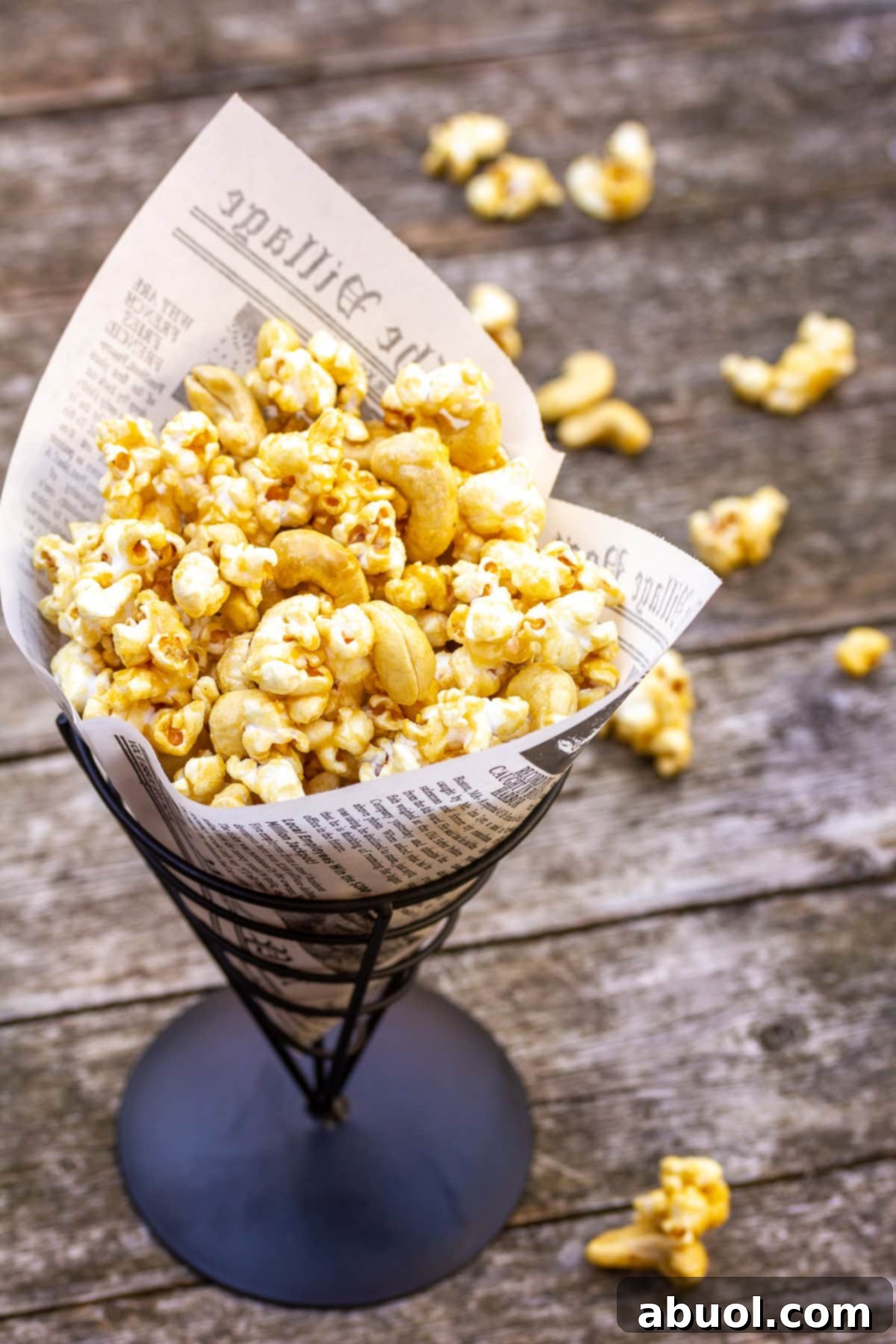 Caramel Popcorn with Cashews Easy popcorn recipe with cashews scattered amongst the caramel-coated kernels.