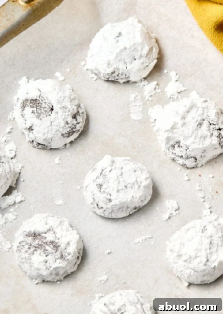 Mocha Crinkle Cookies on baking sheet before baking