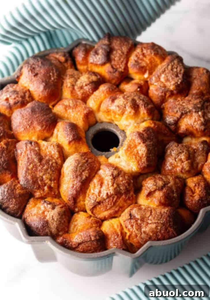 Irresistible Pull-Apart Cinnamon Loaf 13 Baked bread in a bundt pan.