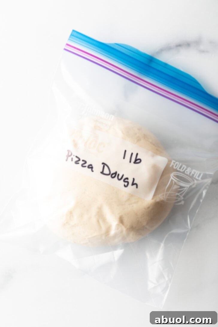 Crafting Perfect Neapolitan Pizza Dough 9 Ball of homemade pizza dough in a plastic Ziploc bag.