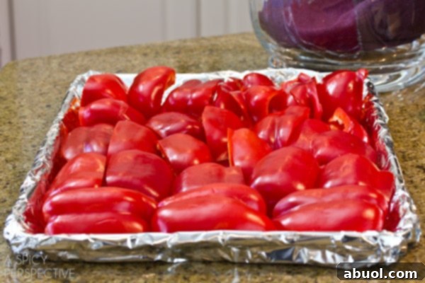 Preparing Red Peppers for Oven Roasting