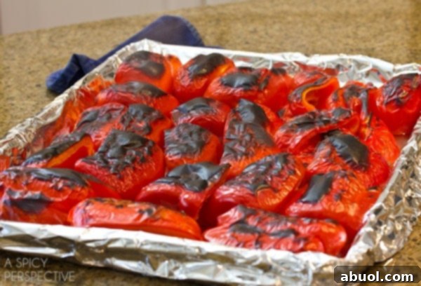 Broiling Red Peppers Until Blistered