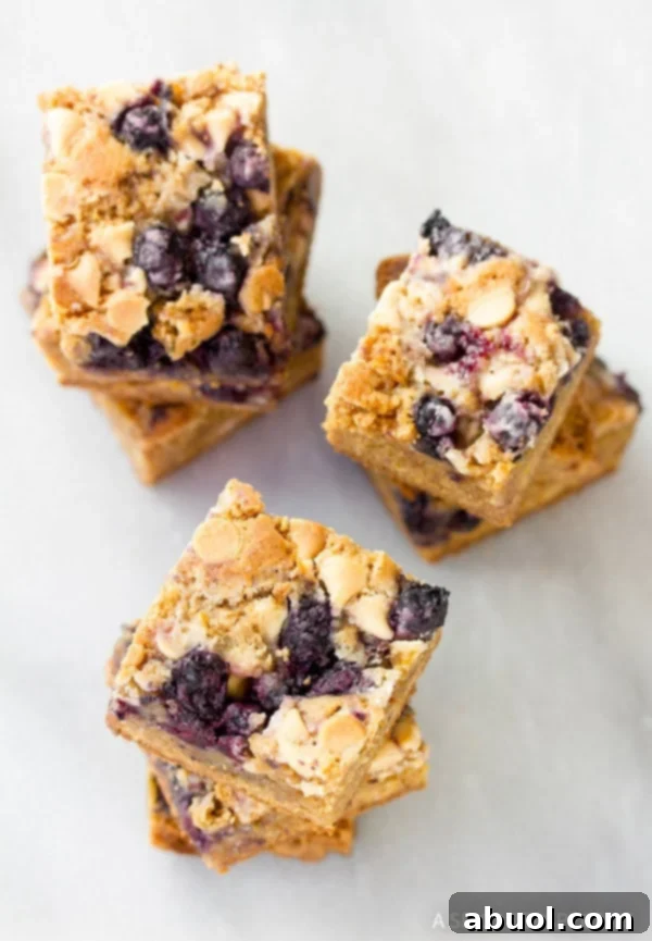 Multiple cut out Blueberry White Chocolate blondies.