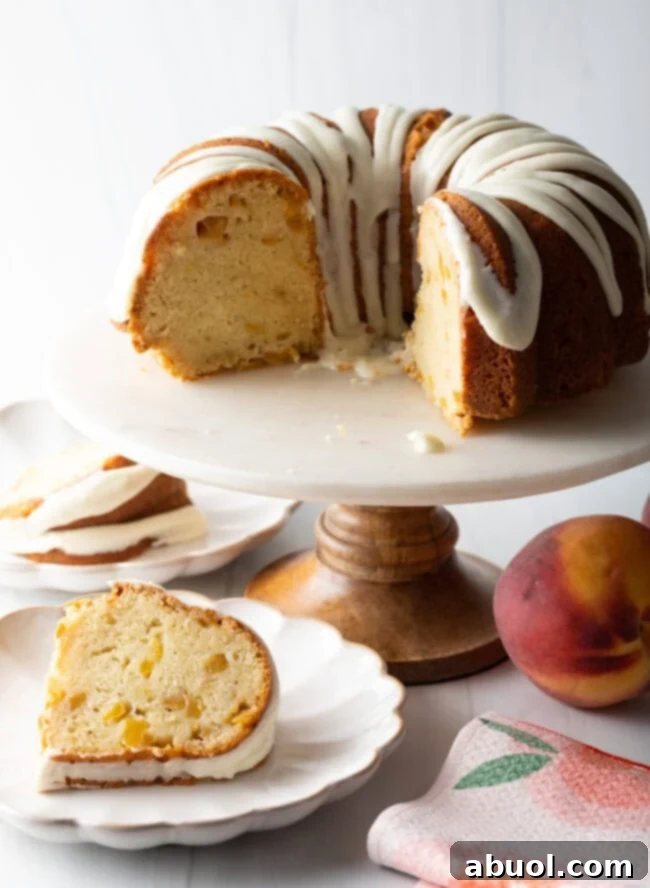 Peach Cakes sliced and served on plates