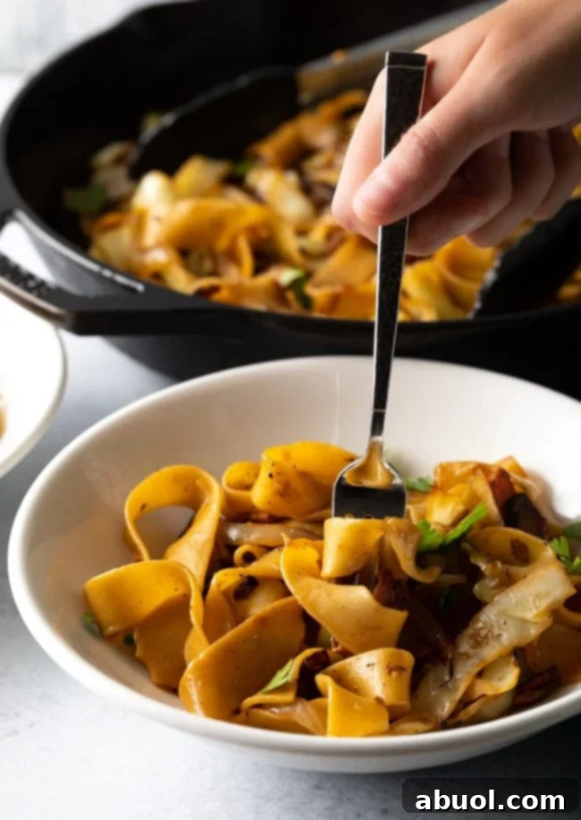 A bowl of delicious 5-ingredient Haluski, ready to be enjoyed