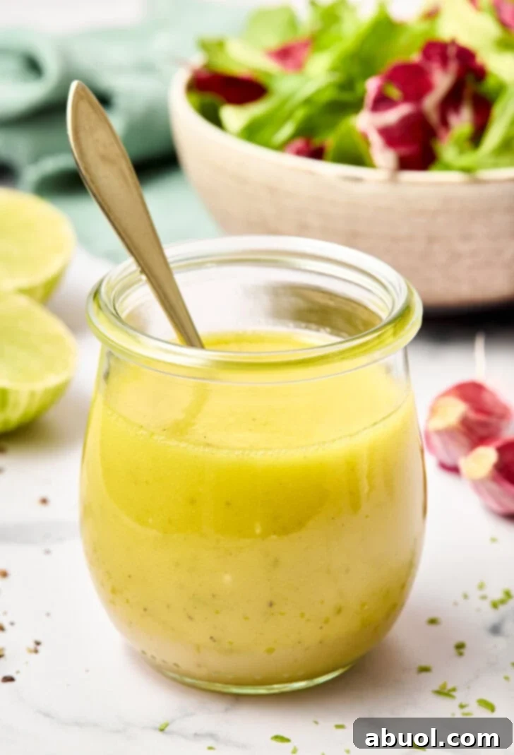 Lime Vinaigrette Recipe with Garlic in jar