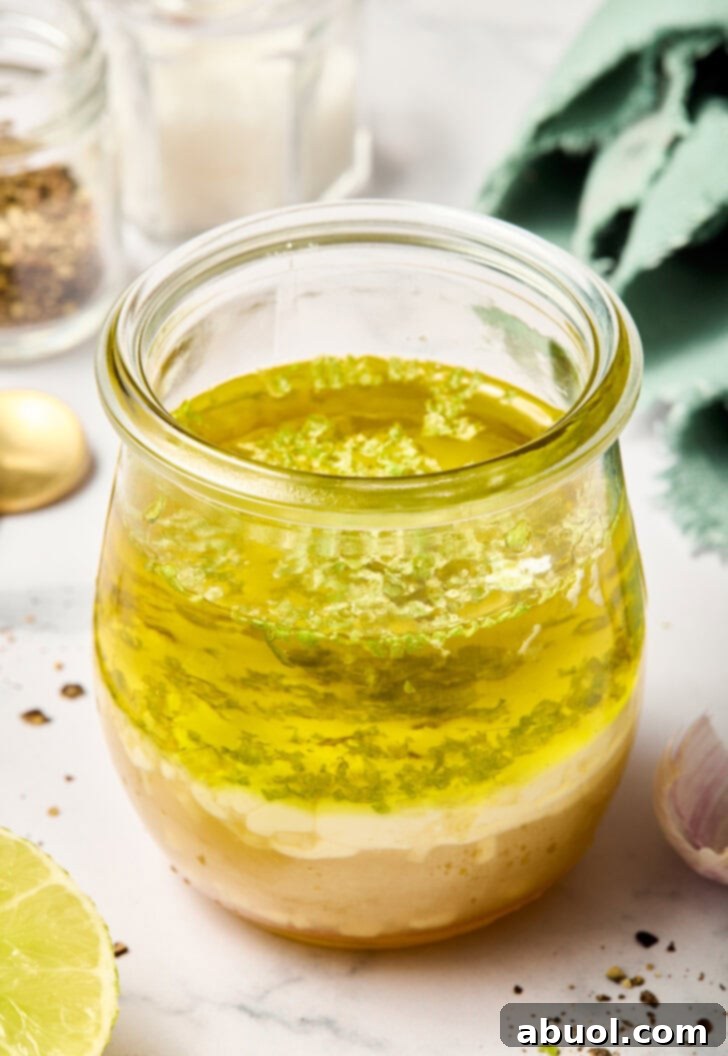Vinaigrette ingredients in jar