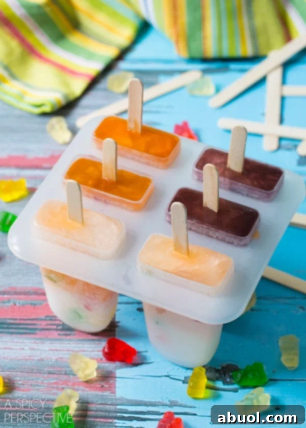 How to Make Gummy Bear Popsicles: A fun and easy recipe for delicious, colorful popsicles with gummy candy.