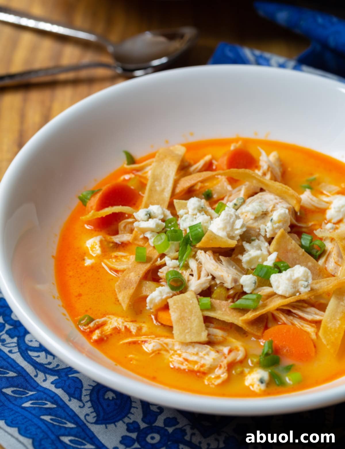 A beautifully presented bowl of chicken wing soup, rich in color and texture, ready to be enjoyed.