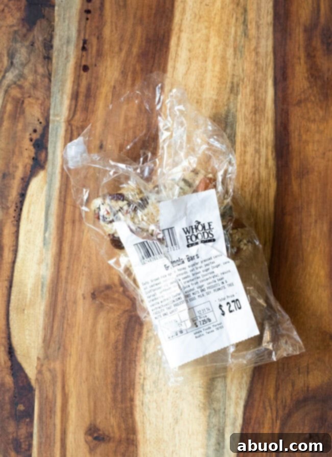 Original Whole Foods Granola Bar Wrapper with price on it, highlighting the cost savings of homemade bars.