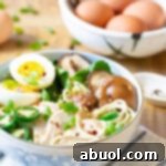 Finished Slow Cooker Chicken Ramen Noodles in a bowl