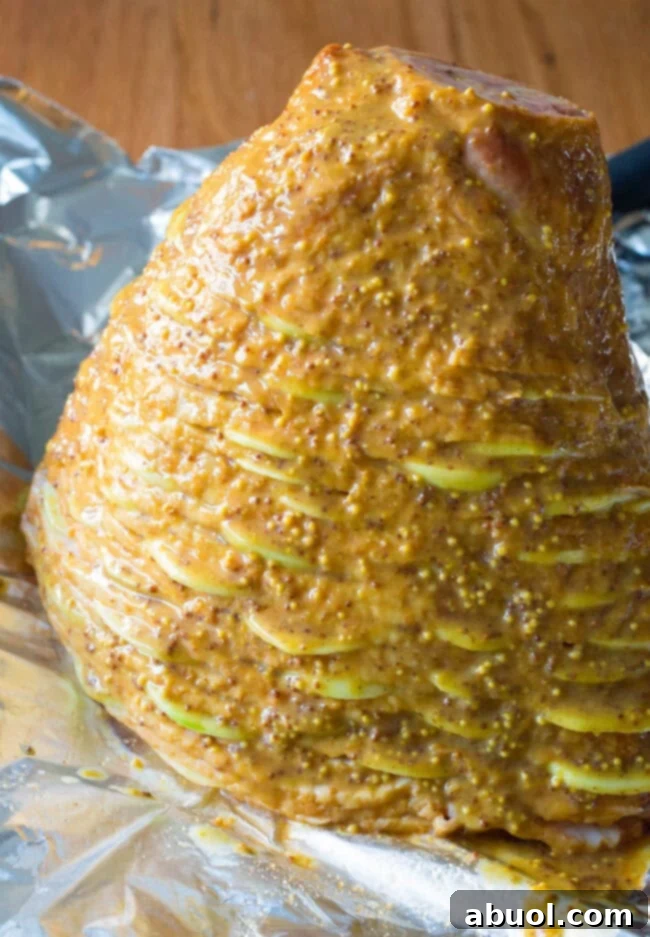 Serving baked ham on a platter