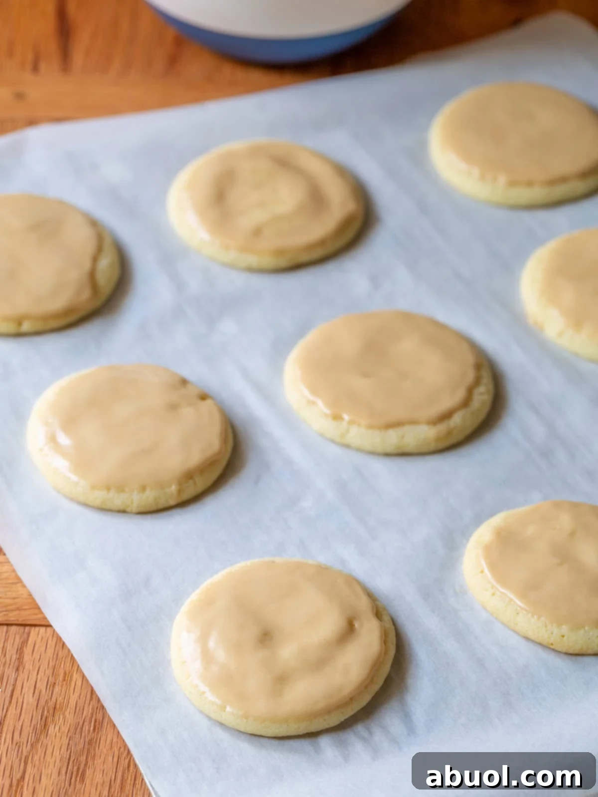 Homemade sugar cookie with a smooth, delicious icing on top.