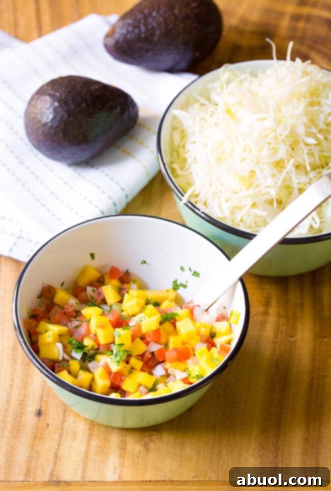 Mango pico de gallo in a small bowl.