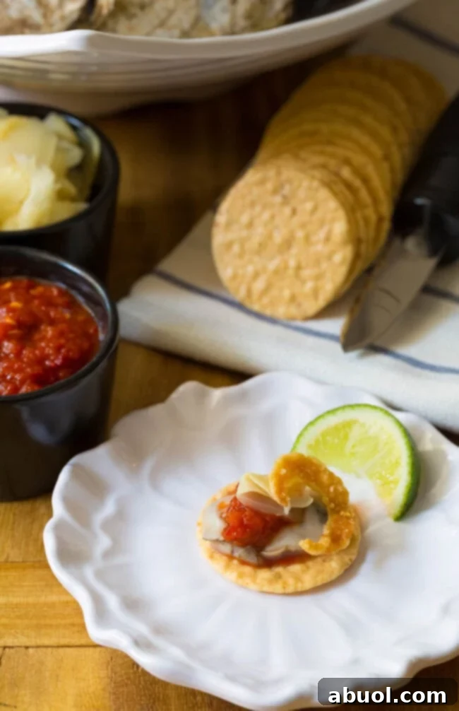 Oyster on rice cracker