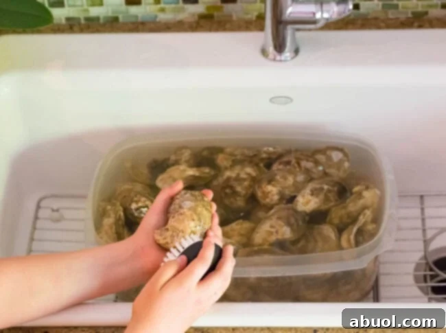 Oyster shucking knife and towel.