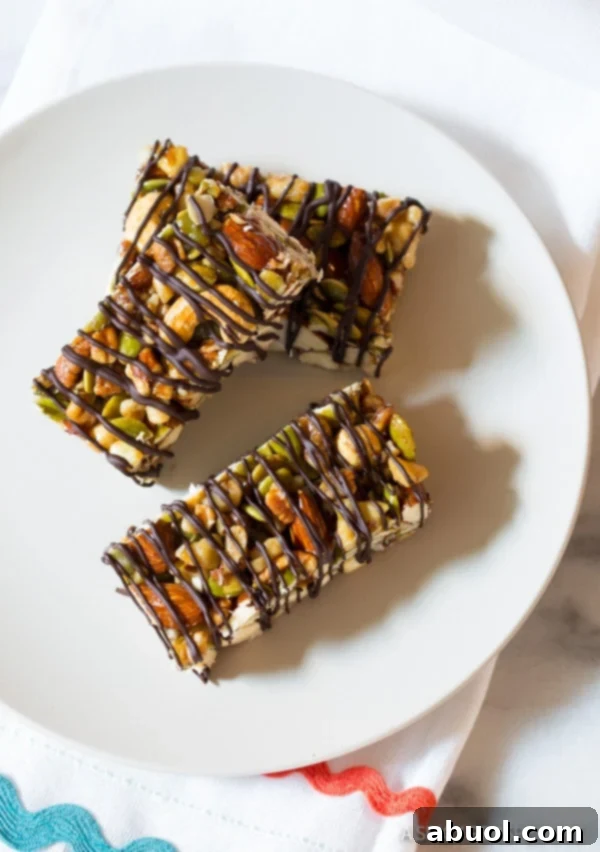 Absolutely Love These Paleo Nut Bar Recipe with Chocolate Drizzle on ASpicyPerspective.com #paleo #vegan #glutenfree
