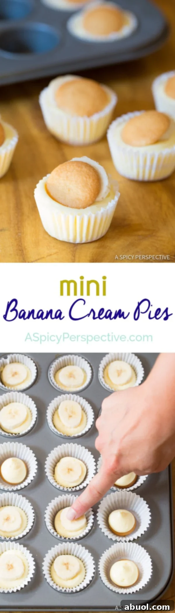 Delicious 6-Ingredient Mini Banana Cream Pie Recipe on ASpicyPerspective.com