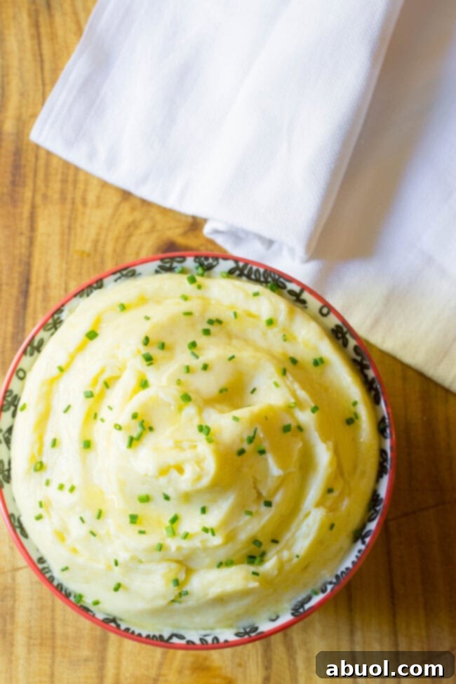 overhead shot of single serving of this mashed potatoes recipe