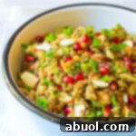 Serving bowl of Vibrant Lentil Salad with Apple Cider Vinaigrette.