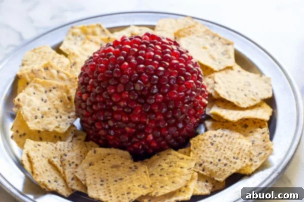 Cheese Ball coated in pomegranate seeds
